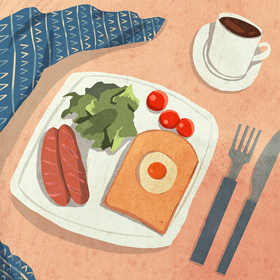 breakfast 2d art breakfast design digital illustration digitalart flat food food illustration illustraion illustrator procreate shape texture