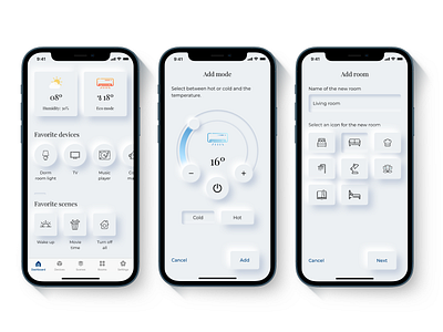 Domotic app concept neumorphism app concept app design design mobile app neumorphic neumorphic design neumorphism neumorphism ui ui ui design ux