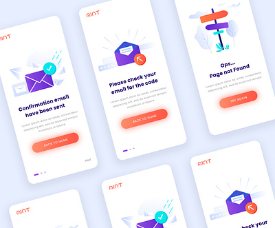 UI App Design with microinteractions Illustration set app confirmation figma icons illustraion illustration illustration kit message sent micro interaction microinteraction minimal onboarding page not found simplicity sketch ui uiux ux vector verify email