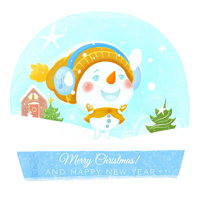 Snowman cartoon cgart character characterdesign christmas cute cuteart digitalartist fantasy illustration snowman