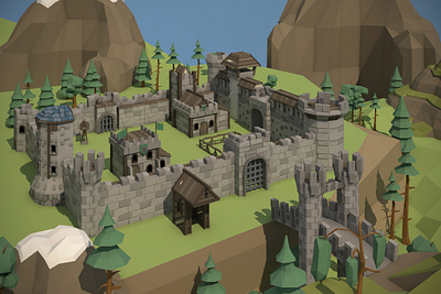 Medieval Fortress 3D Low Poly Pack 3d 3d art fortress game assets gamedev indie game low poly low poly lowpoly lowpolyart medieval