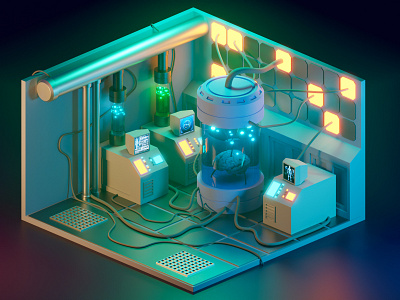 Secret laboratory 3dillustration 3dmodeling blender illustraion illustration isometric low poly lowpoly lowpolyart room