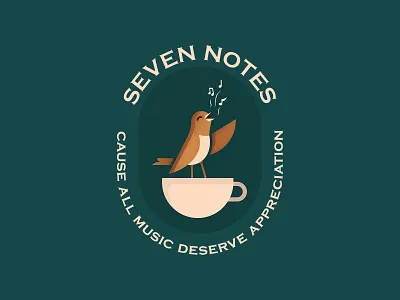 Seven Notes animal animal logo bird bird logo branding coffee coffee cup coffeeshop design logo minimal