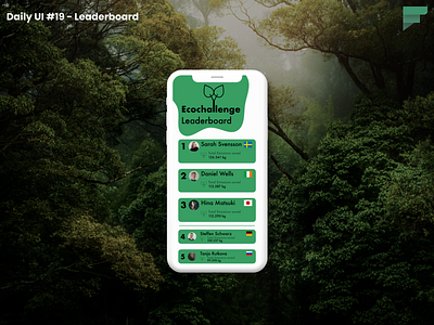 Daily UI #019 - Leaderboard carbon offset challenge co2 daily daily ui daily ui 019 dailyui dailyui 019 dailyui challenge dailyuichallenge design eco figma leaderboard mobile ui nature ui ui design ui ux