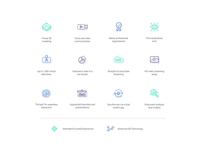 eXRperience - Landing page icons adobe illustrator attendance branding design event management experience graphic design icon icon set illustration invites ui vector vector icons virtual web design