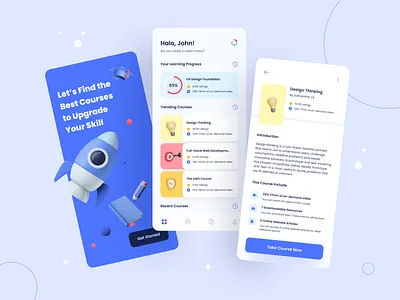 Course App Concept 3d ilustration app course app design illustration mobile mobile app ui uiux ux vector