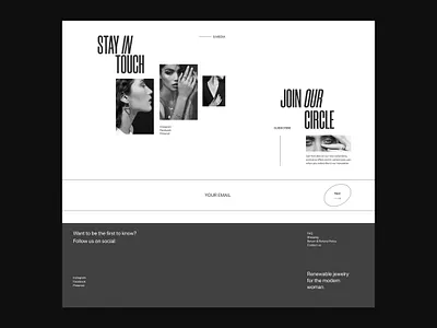 Jewelry shop redesign - Follow us contact ecommerce footer subscribe subscription ui web