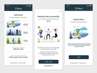 Platzi - Booking a parking lot adobexd android aplication app design ios ui user experience ux