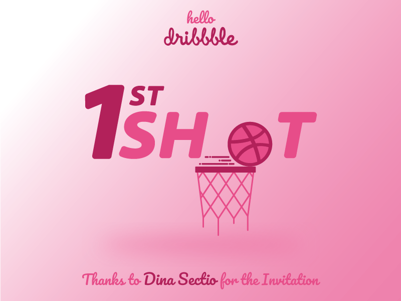 First SHOT ball basket basketball design flat goal illustration ring shot type vector