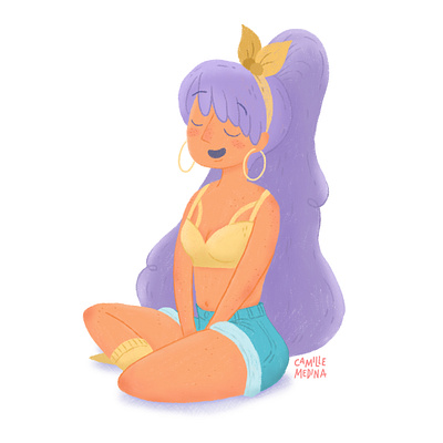 DTIYS - Purple-haired Young Woman character design digital illustration draw this in your style emily harvey illustration summer teenager illustration woman illustration