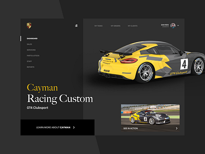 Porsche Dark Dashboard - FileMaker app car cayman claris dashboard design filemaker gt4 porsche sketch tasks ui ux web