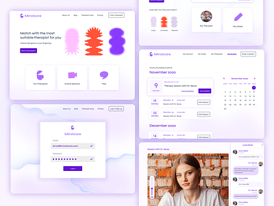 Mindcare all screens branding design health healthcare icon minimal typography ui ux web