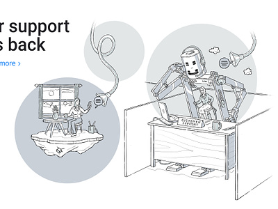 Customer Support business chatbot customer illustration inventive line machines robot science steampunk support technology ui illustration whimsical