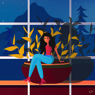 Stay Home characterillustration design digitalart digitalartist digitalillustration graphicdesign illustration illustrations indianwoman plantillustration plants stayhome vector art vectorartist woman