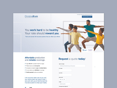 Christina Brum Landing Page | web design advisor website finance financial advisor financial website form builder health insurance insurance company insurance design insurance website landing page landing page ui light blue ui light blue website request a quote ui design ui designer uiux