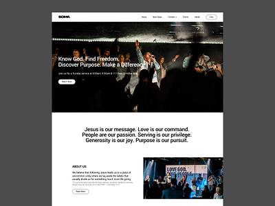 Soma Church Landing Expanded black bw christ christian church clean design faith figma jesus landing landing page south carolina ui ux web white white space