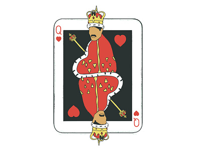 Queen of bands card design freddie illustration illustration art interior design photoshop playing card poster queen queen of hearts