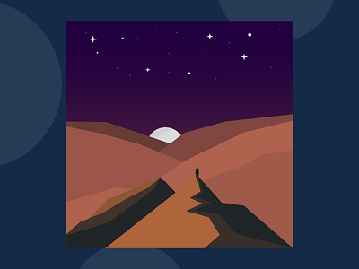 Sky Full of Stars adobe illustrator adobe illustrator draw alone animation dark design flat galaxy hills illustration lone lowpoly minimal moon mountains night portrait sky stars vector