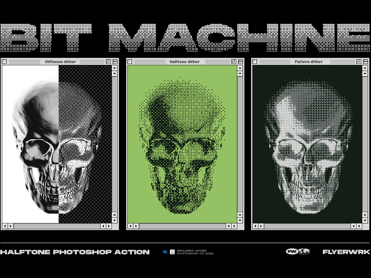 Bitmap halftone action by FLYERWRK on Dribbble
