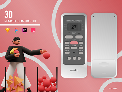 Waska | Remote Control UI | XD | Sketch | Figma 2020 3d 3d art 3d illustrations 3d model clean design figma free download illustration illustrations interaction remote control ui sketch ui ux waska