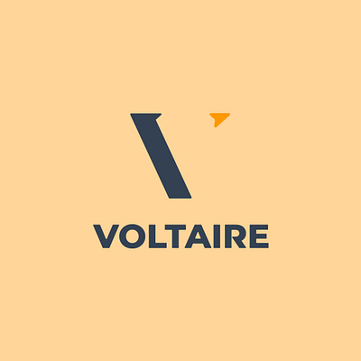 Voltaire Logo brand brand design branding branding design geotag location logo logo logo design logo design branding logo mark logodesign logotype negative space logo orange and grey orange logo serif logo v logo