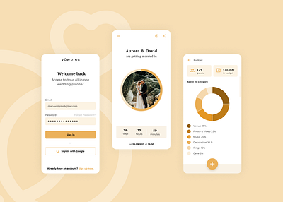 Vowding - Wedding Planning App app flat design mobile app mobile design planner ui design ux design wedding