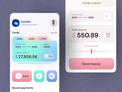 Credit card app: Money transfer app design 2022 app ui 2022 banking app card payment card payment app ui credit app credit card app credit card payment debit card payment finance app finance card money transfer app payment app ui design receive money send money wallet app