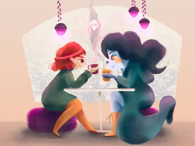 A date with an old friend affinity photo date death digital digital illustration digital painting digitalart fairytales folktale illustration