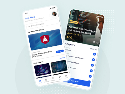 Kiara Acadamey - Online Course App Design app app ui app ui design beginner blue code course design designer development education it kids learning online ui ui design ui ux ux
