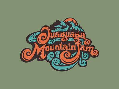 Ouaquaga Mountain Jam Logo bluegrass branding concert design festival illustration jam logo mountain music new york river rustic upstate