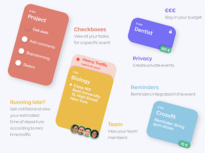 WeCal - Calendar Cards app calendar calendar app calendar ui colors design minimal ui uidesign ux uxdesign uxui web