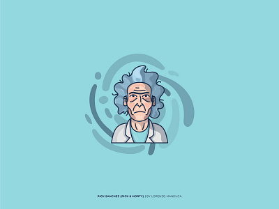 Rick Sanchez (Rick and Morty) art colors expression face flat flat portrait graphic illustration portrait rick and morty rickandmorty sketch