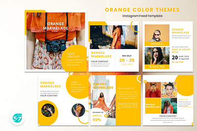 Instagram Feed Template - Orange Color branding color design graphicdesign instagram instagram post instagram story instagram template orange