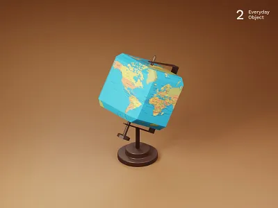 Folding globe | Everyday object 3d earth illustration lowpoly