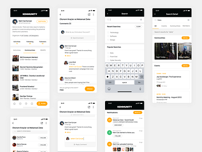 Kommunity Mobile App - Screens 2 app comments community design event meet meeting meeting app meetings mobile profile search ui ux