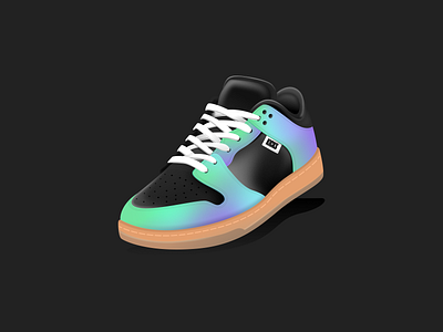 Sneaker 3d figma footwear gradient illustration laces nft rubber shoe skeuomorphic