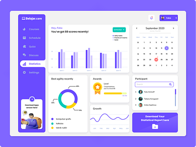 Belajar - Dashboard course dashboad design learning light statistics ui ux web