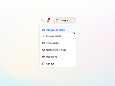 🌴Profile - Dropdown affordance clean consultation dashboad design dropdown help centre hover notifications profile real project saas sidebar sign out signifier single selection video consultation web app