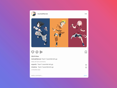 Instagram Feed Retouch up design flat instagram instagram post kakashi minimal naruto sakura sasuke ui ux webdesign