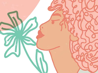 Curly haired girl branding character character design design eclectic hand drawn illustration illustrator instagram post procreate