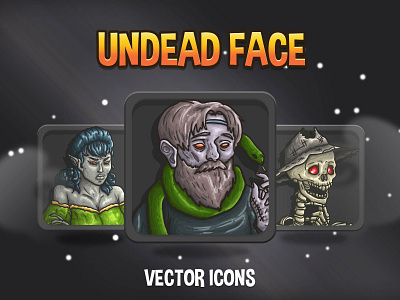 Undead Avatar RPG Icons 2d asset assets avatar avatars fantasy game gamedev icon icons indie mmo mmorpg pack rpg set skeleton undead vampire vector