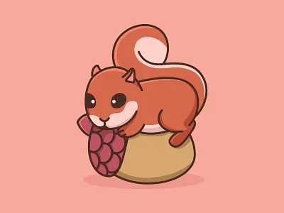 Eat What You Like animal cartoon character colorful cute design illustration logo mascots minimal nut playful simple squirrel youthful
