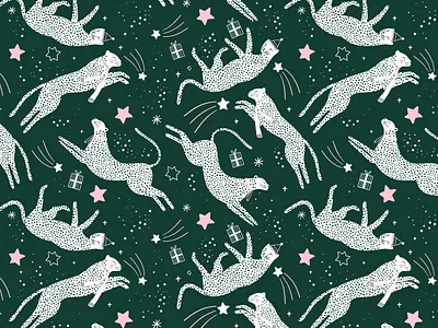 Winter pattern ✨ animal cheetah christmas illustration illustration art illustrator kids illustration motif motifs pattern winter