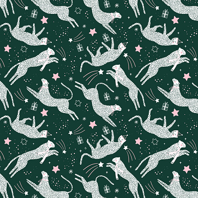 Winter pattern ✨ animal cheetah christmas illustration illustration art illustrator kids illustration motif motifs pattern winter