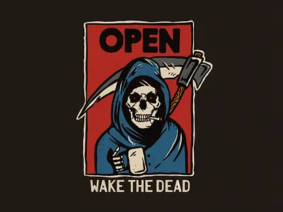 Wake the dead badge design badge logo badgedesign hand drawn illustration tattoo tattoo art tattoo design traditional tattoo tshirt tshirt design vintage