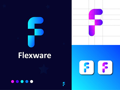 Flexware Logo design. ( modern letter F logo mark ) 3d app app logo brand brand design brand identity branding company logo concept design illustration letter f logo logodesign logotype modern modern logo network vector web