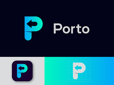 Porto Logo Design ( Letter 'P' + Arrow ) agency app arrow logo brand design branding company logo digital graphic design group icon logo logo design logotype minimalist logo modern logo p arrow logo p logo porto logo service technology