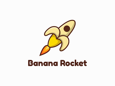 Banana Rocket banana fun illustration logo logo design mascot logo rocket unique logo