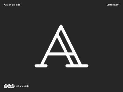 Allison Shields Lettermark Logo brand identity classic design lettermark lettermark logo line art line art logo logo logo design logodesign logotype minimal monoline serif simple logo vintage wordmark