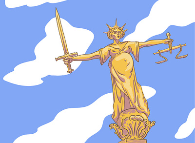 Pregnant Lady Justice for PTS advocacy blue sky brass illustration justice law maternity pregnancy pregnant pregnant then screwed procreate pts statue